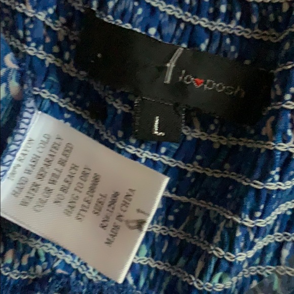 LO Posh Blue Printed Tie at Neck Maxi Dress Size L - Picture 7 of 7